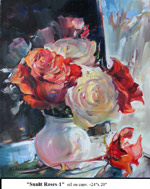 Sunlit Roses-1, Oil on Canvas